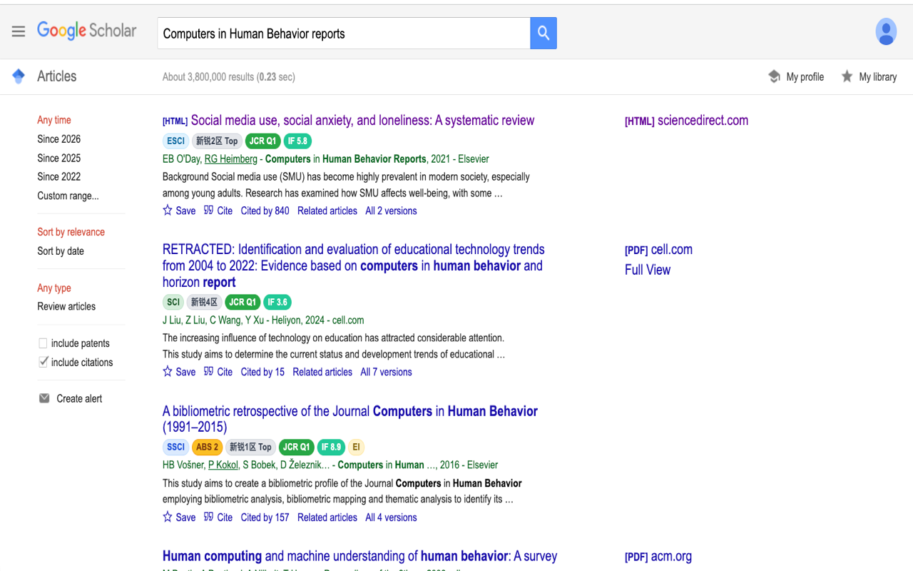 Google Scholar 页面效果